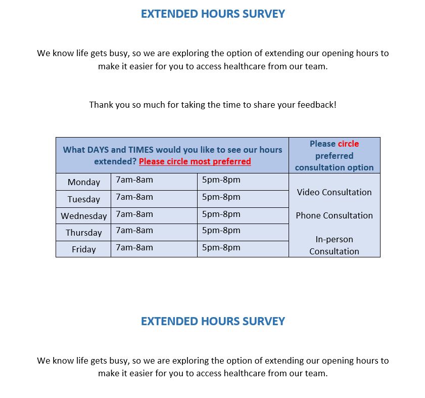 example-extended-hours-survey-health-care-home